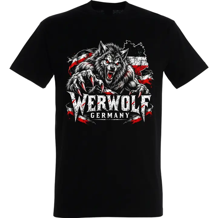 Herren T-Shirt - Werwolf Germany, Schwarz Weiß Rot