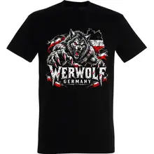 Herren T-Shirt - Werwolf Germany, Schwarz Weiß Rot - gewählte Variante