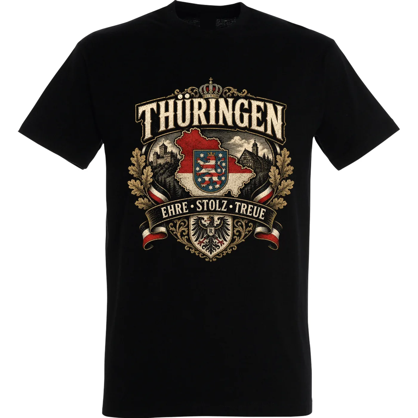 Herren T-Shirt - Thüringen Wappen, Ehre Stolz Treue