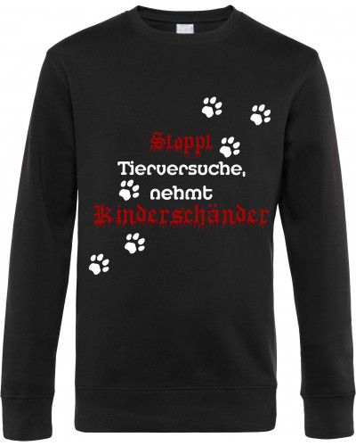 Herren Pullover (Stoppt Tierversuche, nehmt Kinderschänder)