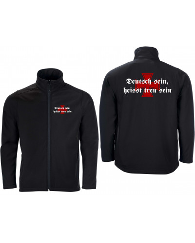 Bestickte Herren Softshell Jacke "2 Lagen" (Deutsch sein, heißt treu sein)