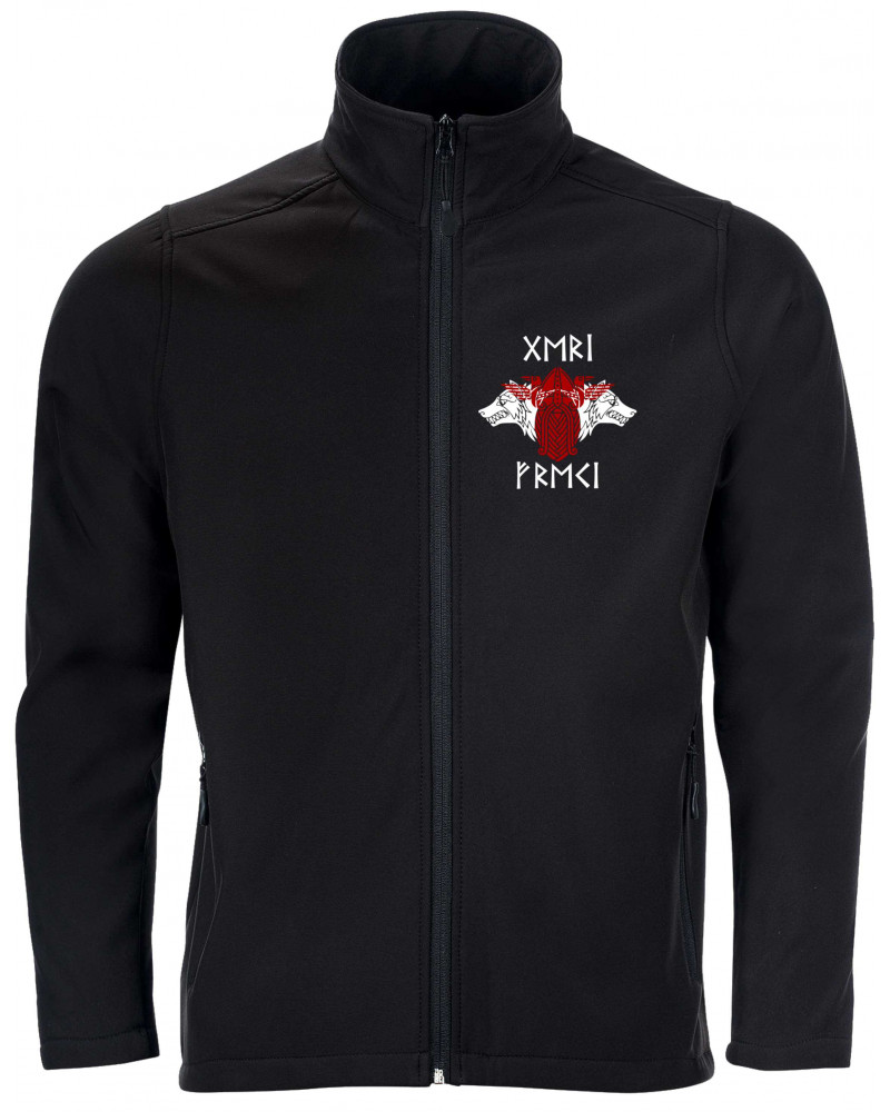 Bestickte Herren Softshell Jacke "2 Lagen" (Geri und Freki)