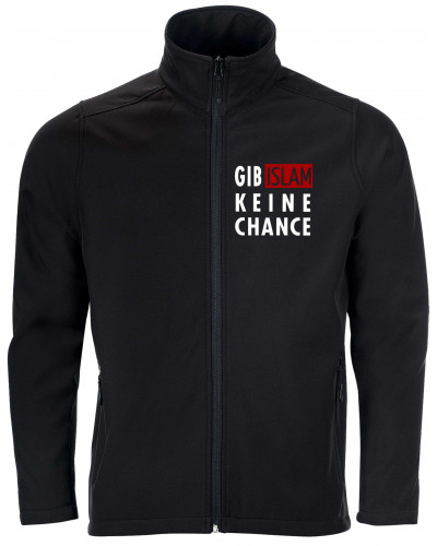 Bestickte Herren Softshell Jacke "2 Lagen" (Gib Islam keine Chance)