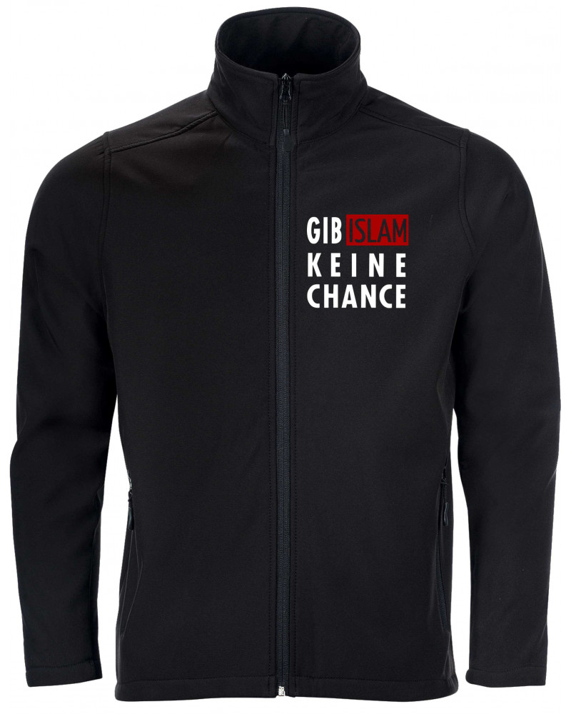 Bestickte Herren Softshell Jacke "2 Lagen" (Gib Islam keine Chance)