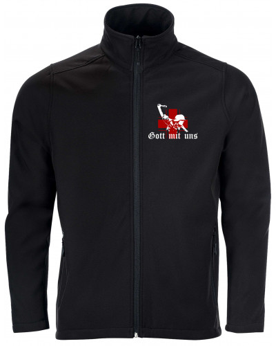 Bestickte Herren Softshell Jacke "2 Lagen" (Gott mit uns, Soldat)