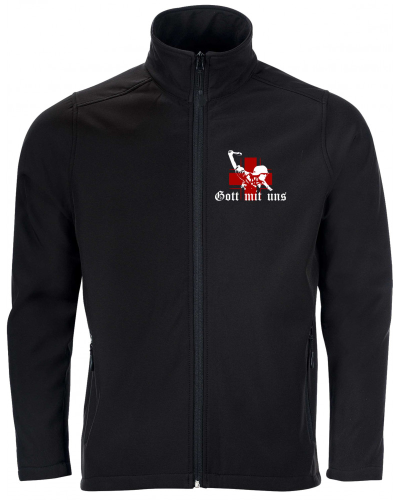Bestickte Herren Softshell Jacke "2 Lagen" (Gott mit uns, Soldat)