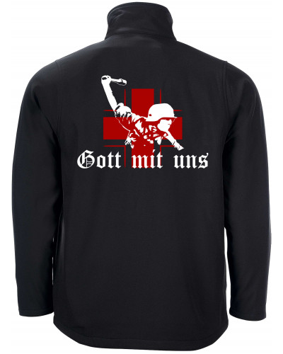 Bestickte Herren Softshell Jacke "2 Lagen" (Gott mit uns, Soldat)