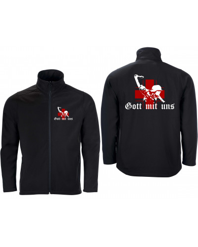 Bestickte Herren Softshell Jacke "2 Lagen" (Gott mit uns, Soldat)