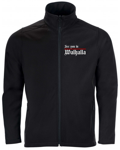 Bestickte Herren Softshell Jacke "2 Lagen" (See you in Walhalla, Strich)