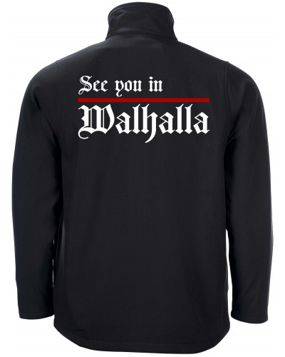 Bestickte Herren Softshell Jacke "2 Lagen" (See you in Walhalla, Strich)