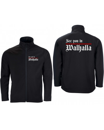 Bestickte Herren Softshell Jacke "2 Lagen" (See you in Walhalla, Strich)