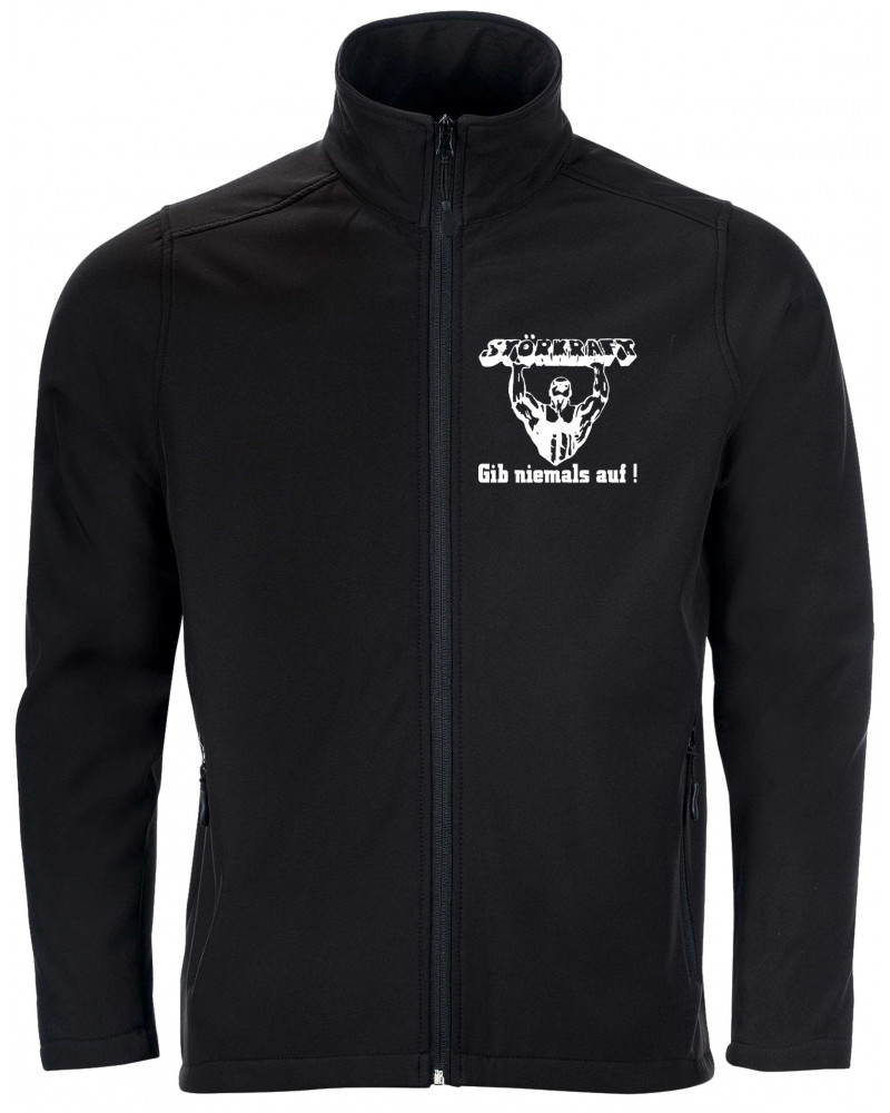 Bestickte Herren Softshell Jacke "2 Lagen" (Störkraft gib niemals auf)
