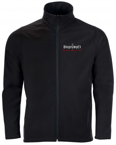 Bestickte Herren Softshell Jacke "2 Lagen" (Ungeimpft, Steckt euch eure Impfung in den Arsch)