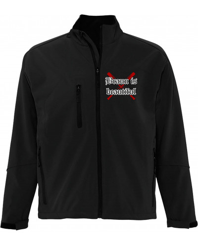 Bestickte Herren Softshell Jacke "3 Lagen" (Braun is beautiful)