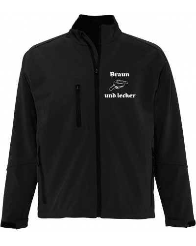 Bestickte Herren Softshell Jacke "3 Lagen" (Braun und lecker)