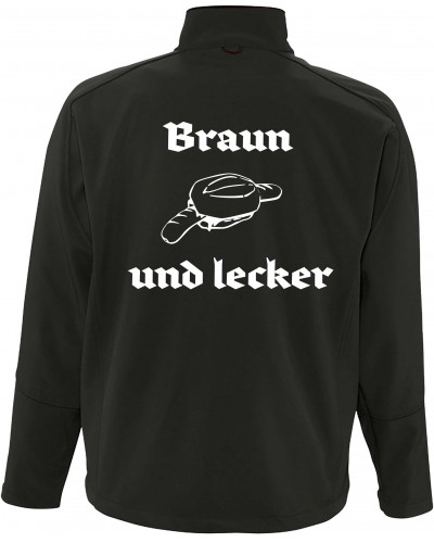 Bestickte Herren Softshell Jacke "3 Lagen" (Braun und lecker)