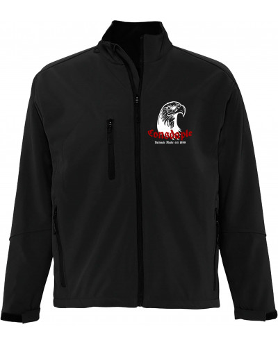 Bestickte Herren Softshell Jacke "3 Lagen" (Consdaple, Adlerkopf 1990)