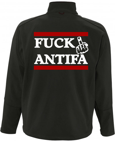 Bestickte Herren Softshell Jacke "3 Lagen" (Fuck Antifa)