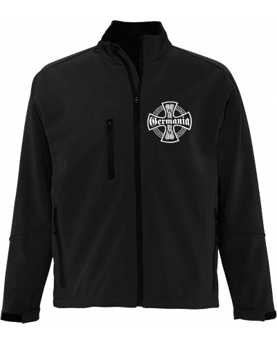 Bestickte Herren Softshell Jacke "3 Lagen" (Germania, Kreuz)