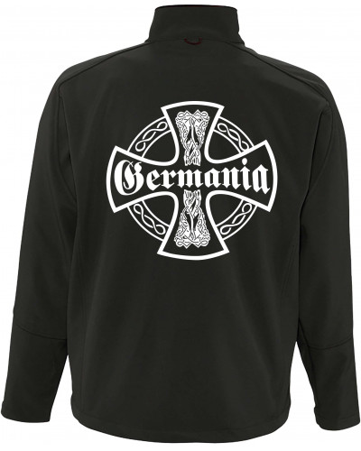 Bestickte Herren Softshell Jacke "3 Lagen" (Germania, Kreuz)