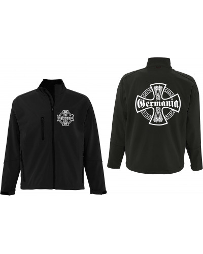 Bestickte Herren Softshell Jacke "3 Lagen" (Germania, Kreuz)