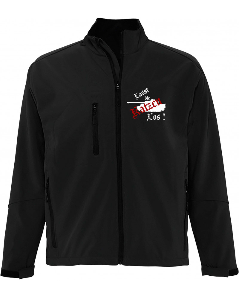 Bestickte Herren Softshell Jacke "3 Lagen" (Lasst die Katzen los)
