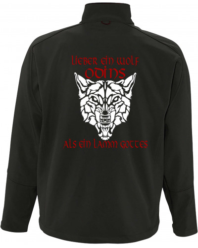 Bestickte Herren Softshell Jacke "3 Lagen" (Lieber ein Wolf Odins als ein Lamm Gottes)