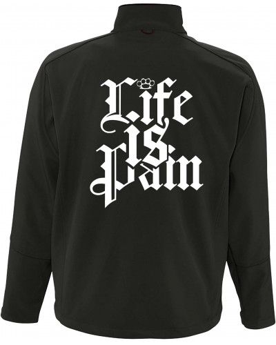Bestickte Herren Softshell Jacke "3 Lagen" (Life is Pain)
