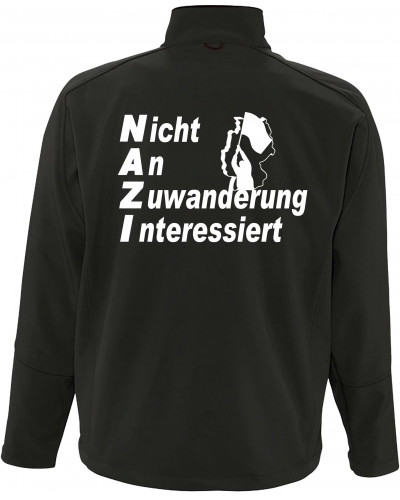 Bestickte Herren Softshell Jacke "3 Lagen" (Nicht an Zuwanderung interessiert, Fahne)