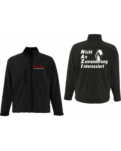 Bestickte Herren Softshell Jacke "3 Lagen" (Nicht an Zuwanderung interessiert, Fahne)