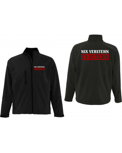 Bestickte Herren Softshell Jacke "3 Lagen" (Nix verstehen, ich deutscher)