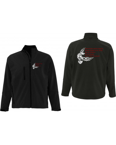 Bestickte Herren Softshell Jacke "3 Lagen" (Odins Raben werden kommen)