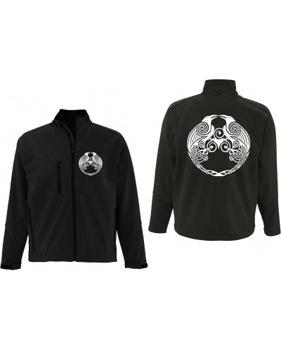 Bestickte Herren Softshell Jacke "3 Lagen" (Raben)