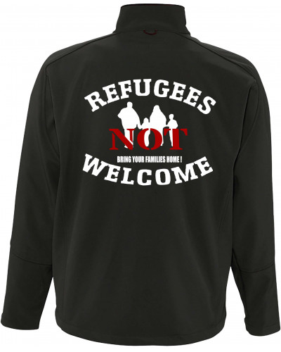 Bestickte Herren Softshell Jacke "3 Lagen" (Refugees not welcome)
