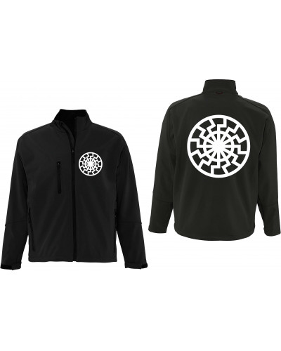 Bestickte Herren Softshell Jacke "3 Lagen" (Schwarze Sonne)