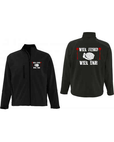 Bestickte Herren Softshell Jacke "3 Lagen" (Viel feind viel Ehr)