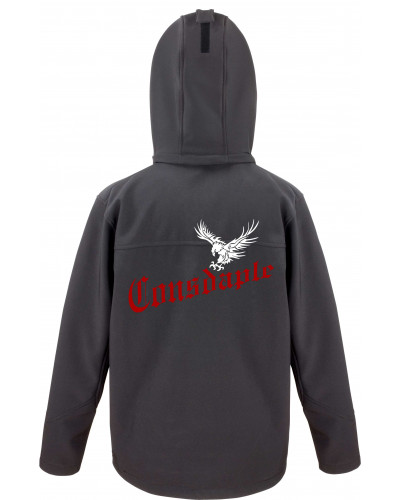 Bestickte Herren Softshell Kapuzenjacke (Consdaple, Adler im Flug)