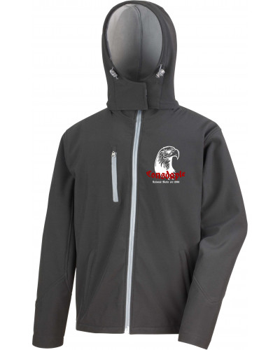 Bestickte Herren Softshell Kapuzenjacke (Consdaple, Adlerkopf 1990)