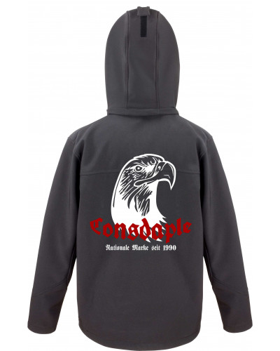 Bestickte Herren Softshell Kapuzenjacke (Consdaple, Adlerkopf 1990)