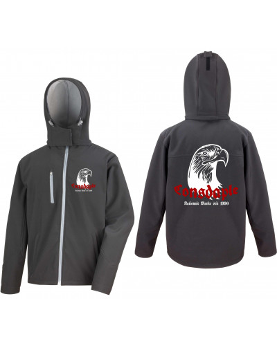 Bestickte Herren Softshell Kapuzenjacke (Consdaple, Adlerkopf 1990)