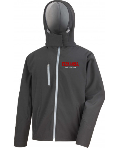 Bestickte Herren Softshell Kapuzenjacke (Consdaple, made in Germany)