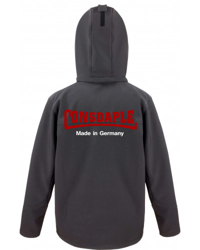 Bestickte Herren Softshell Kapuzenjacke (Consdaple, made in Germany)