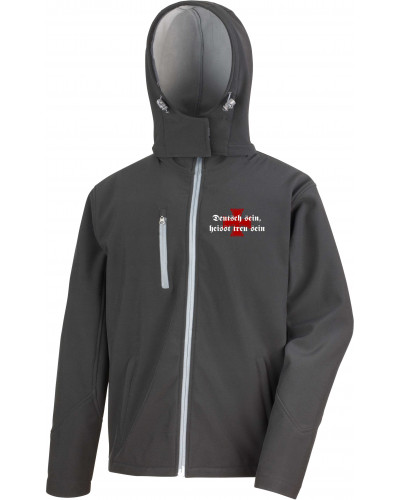 Bestickte Herren Softshell Kapuzenjacke (Deutsch sein, heißt treu sein)