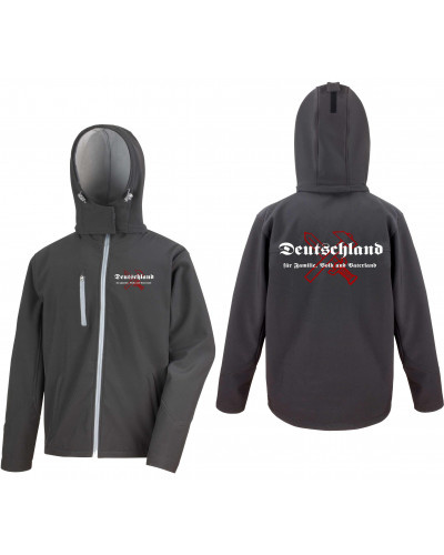 Bestickte Herren Softshell Kapuzenjacke (Deutschland für Familie, Volk und Vaterland)