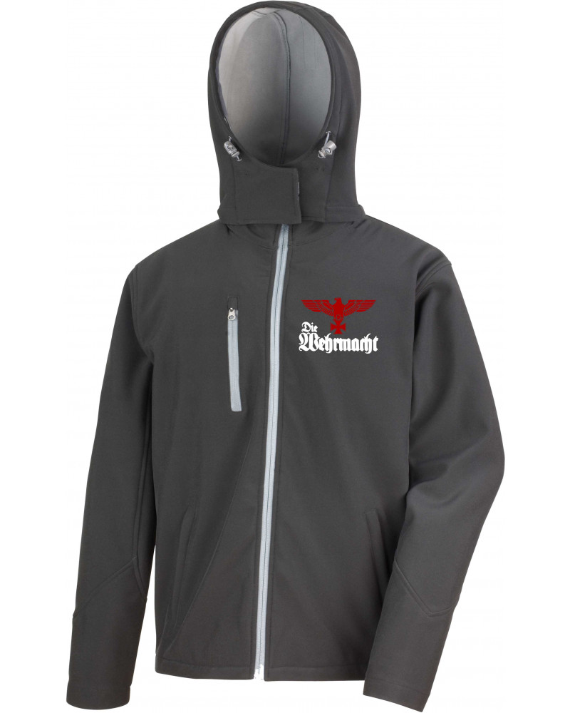Bestickte Herren Softshell Kapuzenjacke (Die Wehrmacht)