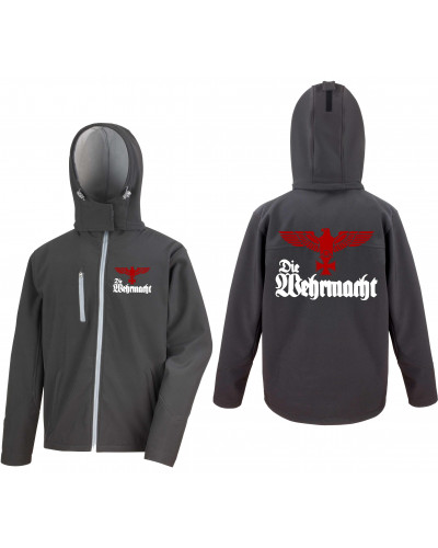 Bestickte Herren Softshell Kapuzenjacke (Die Wehrmacht)