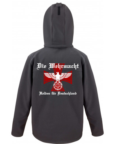 Bestickte Herren Softshell Kapuzenjacke (Die Wehrmacht, Helden für Deutschland)