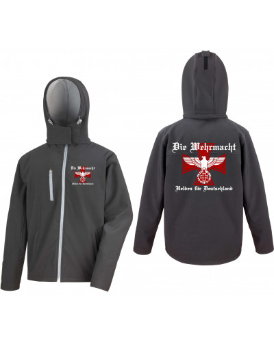 Bestickte Herren Softshell Kapuzenjacke (Die Wehrmacht, Helden für Deutschland)