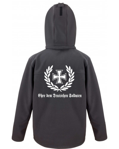 Bestickte Herren Softshell Kapuzenjacke (Ehre dem Deutschen Soldaten)