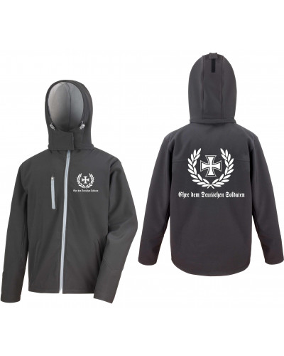 Bestickte Herren Softshell Kapuzenjacke (Ehre dem Deutschen Soldaten)